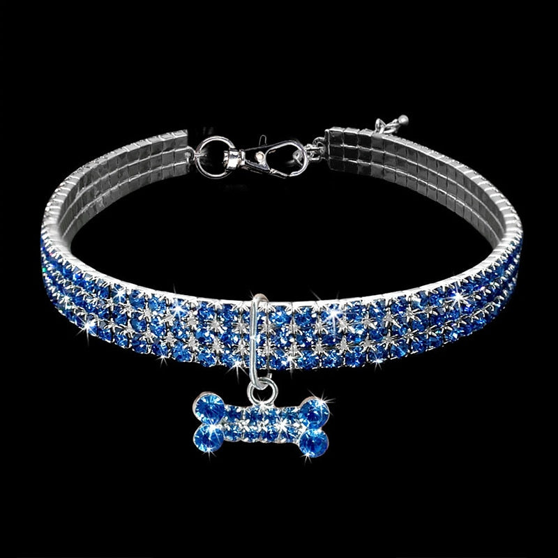 Bling Crystal Dog Collar Diamond Puppy Pet Shiny Full Rhinestone Necklace Collar Collars For Pet Little Dogs Supplies S/M/L - Pets Accomplice