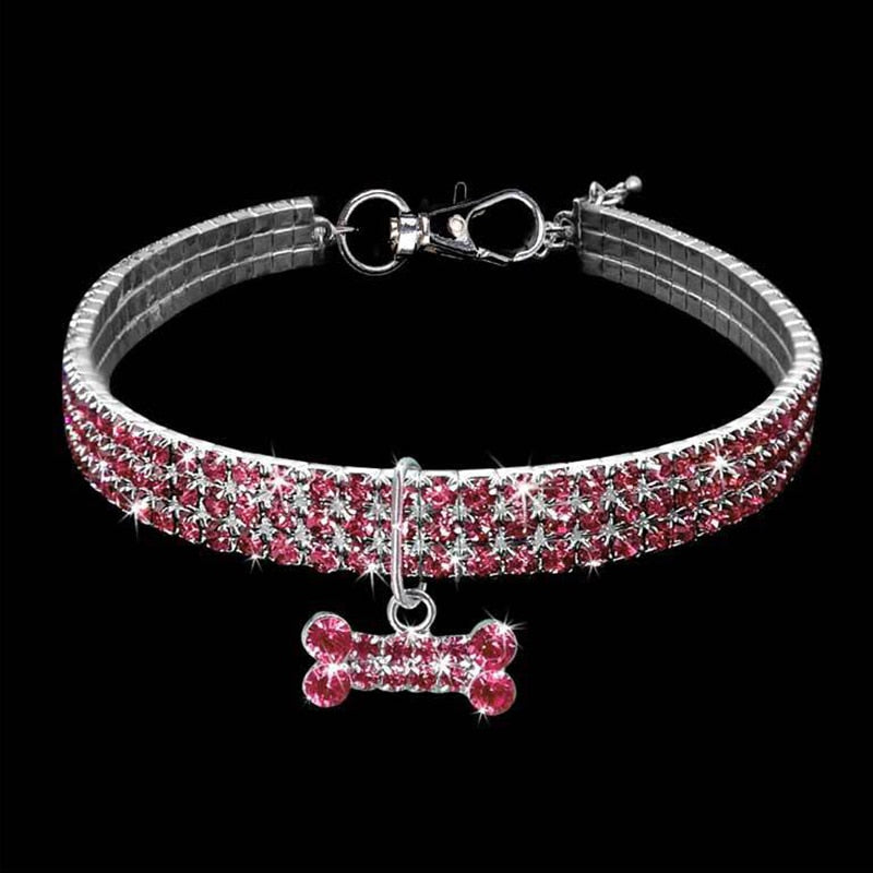 Bling Crystal Dog Collar Diamond Puppy Pet Shiny Full Rhinestone Necklace Collar Collars For Pet Little Dogs Supplies S/M/L - Pets Accomplice
