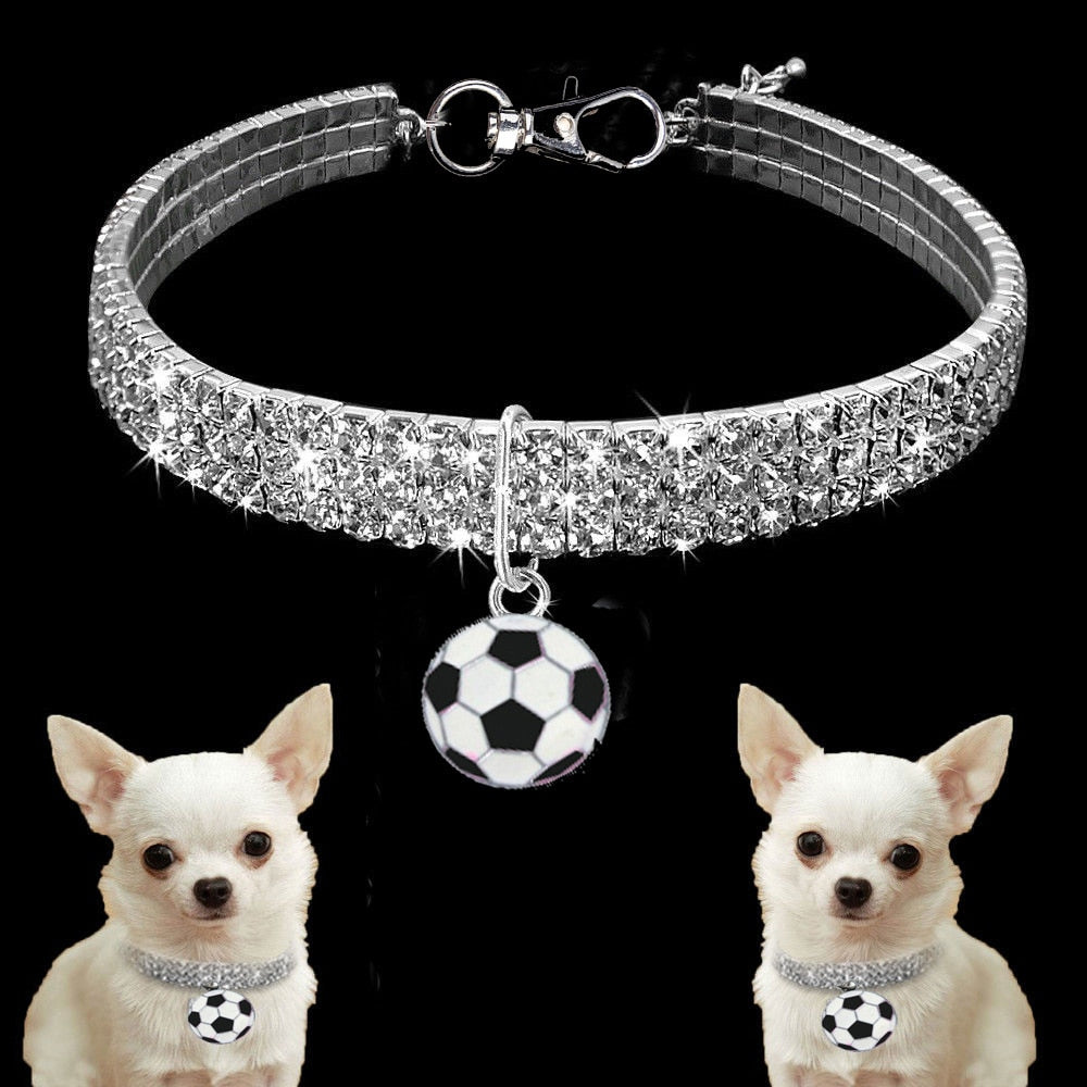 Bling Crystal Dog Collar Diamond Puppy Pet Shiny Full Rhinestone Necklace Collar Collars For Pet Little Dogs Supplies S/M/L - Pets Accomplice