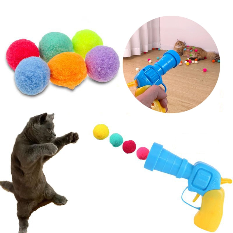 Cat Plush Silent Ball Gun Interactive Toy - Pets Accomplice