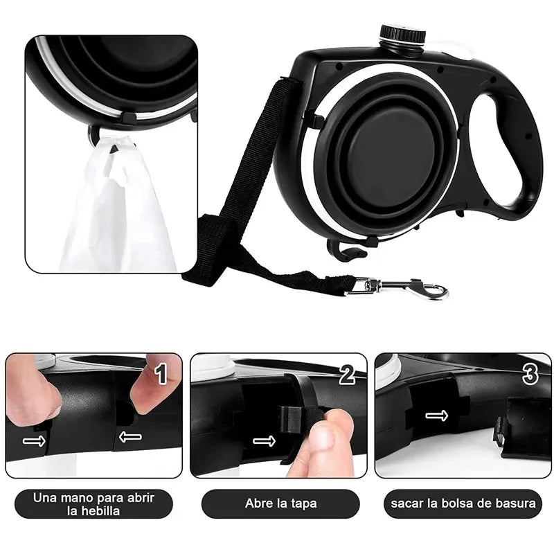 All-in-One Dog Leash with Water Bottle & Bowl - Pets Accomplice