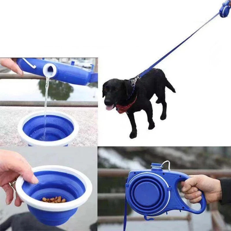 All-in-One Dog Leash with Water Bottle & Bowl - Pets Accomplice